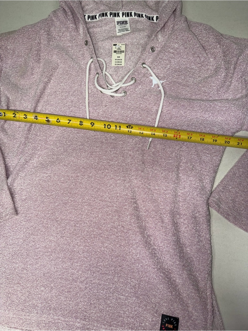 PINK Victoria's Secret Lace-Up Hooded Pullover - Lavender Pink - Picture 4 of 5
